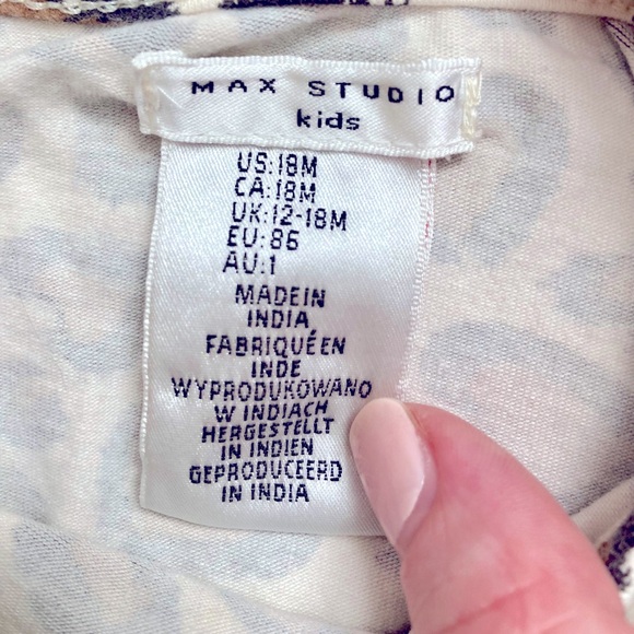 Max Studio Kids Hearts Leopard Print Top Shirt, Animal Print, 18M - Picture 3 of 3